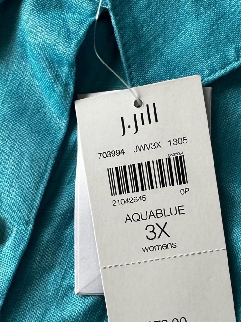 J. Jill Aqua Blue Turquoise Long-Sleeve Linen Button-Down Shirt Women's 3XL NWT - Picture 3 of 10